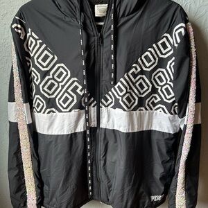 PINK Victoria's Secret Black and White Sequin Sherpa Jacket